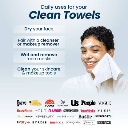 Clean Towels™ XL, Disposable Face Towels, 50 Count