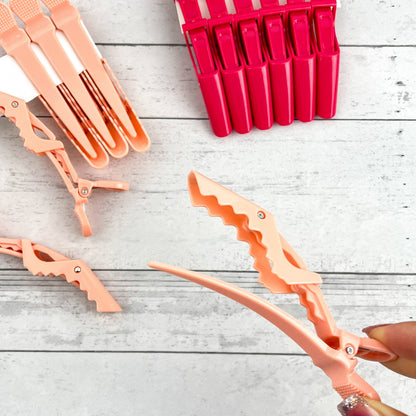 6pcs Solid Color Hair Sectioning Clips, Professional Styling: Pink